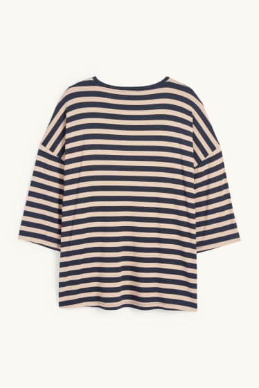 Women - T-shirt - regular fit - striped - blue / beige