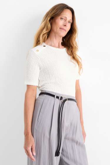 Femei - Tricou - regular fit - structurat - alb