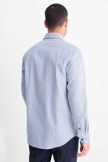 Hommes - Chemise de bureau - regular fit - col cutaway - sans repassage - à motif - bleu