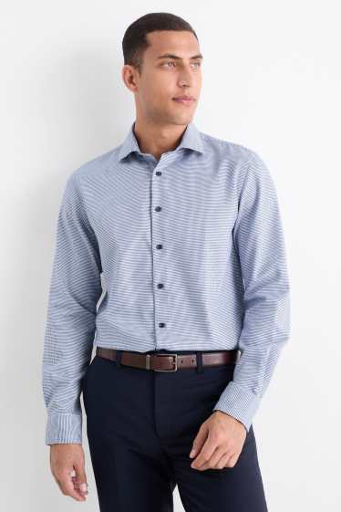 Hommes - Chemise de bureau - regular fit - col cutaway - sans repassage - à motif - bleu