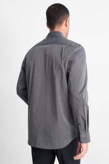 Home - Camisa formal - regular fit - Kent - fàcil de planxar - gris fosc