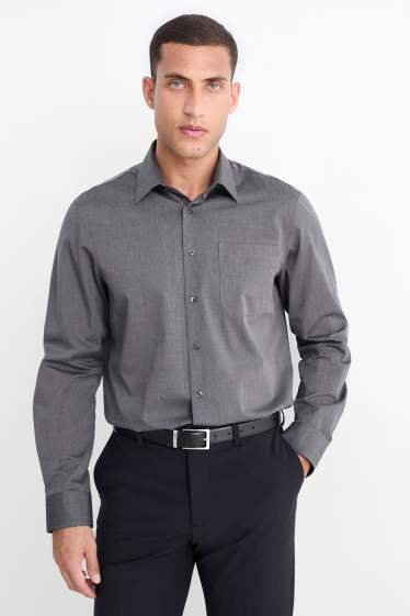 Home - Camisa formal - regular fit - Kent - fàcil de planxar - gris fosc
