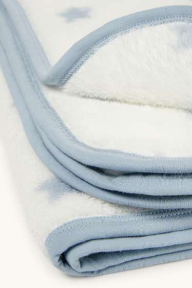 Bébés garçons - Petites étoiles - couverture pour bébé - 100 x 85 cm - blanc / bleu