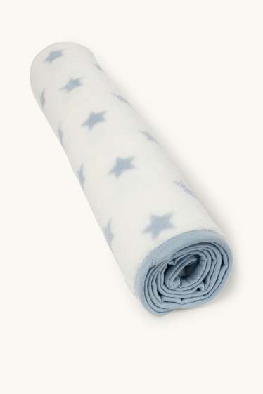 Bébés garçons - Petites étoiles - couverture pour bébé - 100 x 85 cm - blanc / bleu