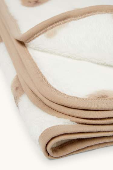Unisexe - Oursons - couverture pour bébé - 100 x 85 cm - blanc / beige