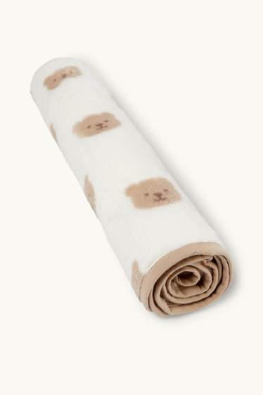Unisexe - Oursons - couverture pour bébé - 100 x 85 cm - blanc / beige