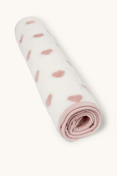 Bébés filles - Petits cœurs - couverture pour bébé - 100 x 85 cm - blanc / rose