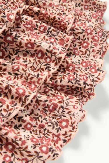 Enfants filles - Jupe - à fleurs - texturée - rose