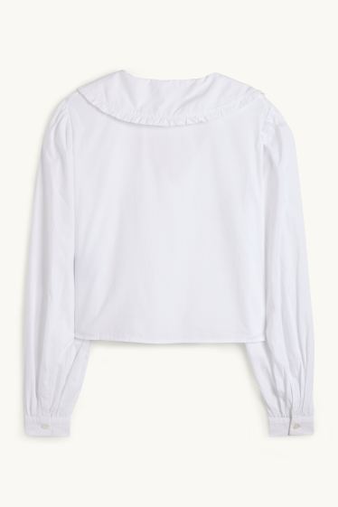 Women - V-neck blouse - white