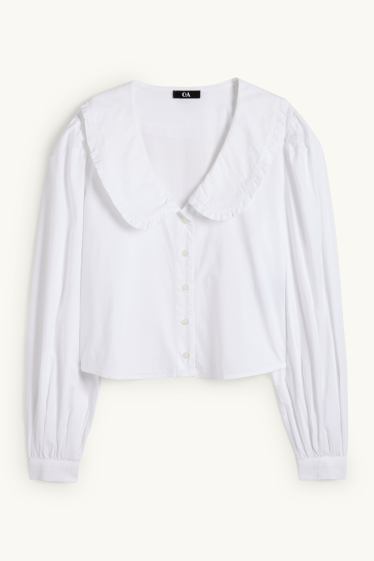 Women - V-neck blouse - white