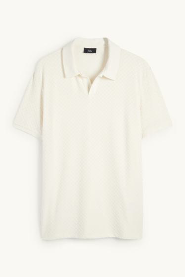 Hommes - Polo - regular fit - finition texturée - blanc crème