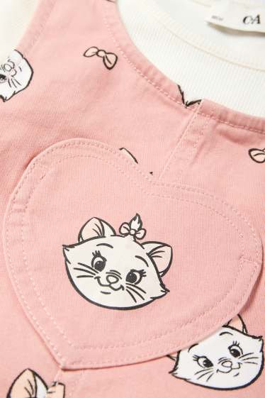 Bambine - Gli Aristogatti - set - maglia a maniche lunghe e vestito di jeans - 2 pezzi - bianco