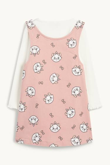 Bambine - Gli Aristogatti - set - maglia a maniche lunghe e vestito di jeans - 2 pezzi - bianco