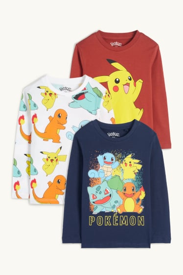 Children Boys - Multipack of 3 - Pokémon - long sleeve top - dark blue