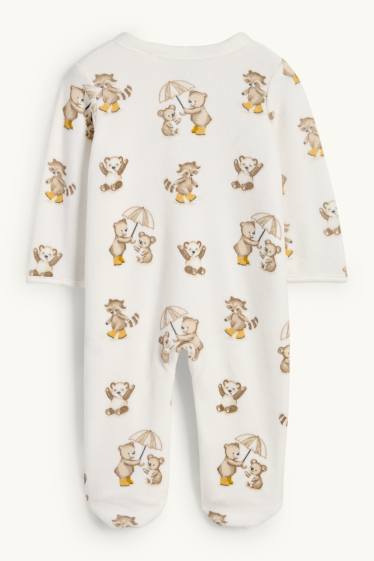 Baby Boys - Teddy bear - baby sleepsuit - white