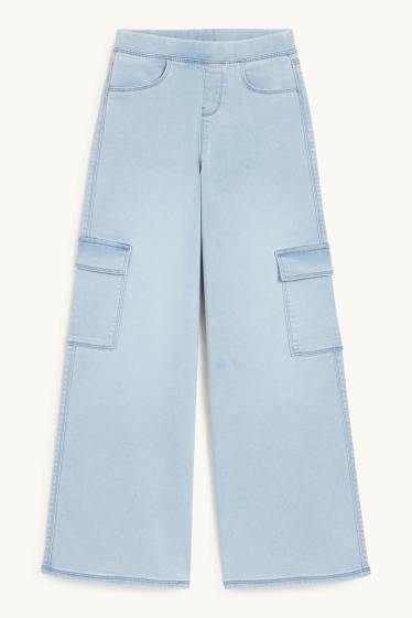 Kinderen: meisjes - Cargo-jegging jeans - lichtblauw