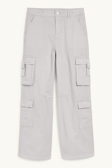 Kinder Mädchen - Cargohose - hellgrau