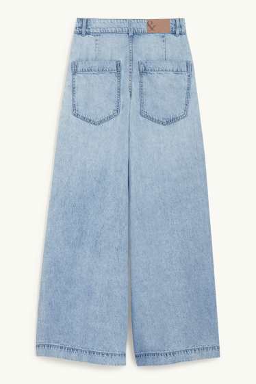 Women - Palazzo jeans - mid-rise waist - denim-light blue