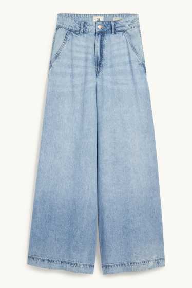 Women - Palazzo jeans - mid-rise waist - denim-light blue