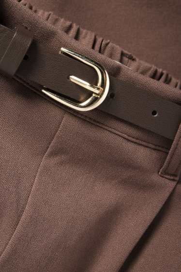 Kinder Mädchen - Stoffhose mit Gürtel - braun