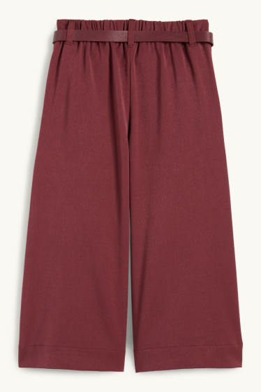 Children Girls - Cloth trousers with belt - bordeaux