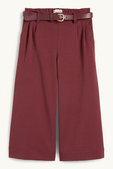 Children Girls - Cloth trousers with belt - bordeaux