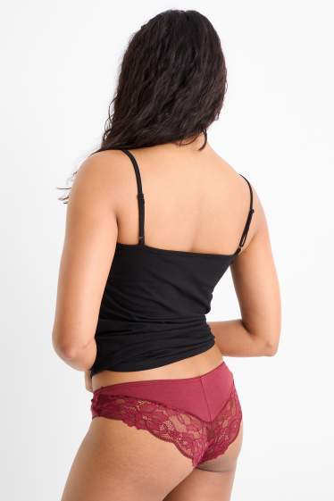 Dames - Set van 3 - Braziliaanse slip - rood