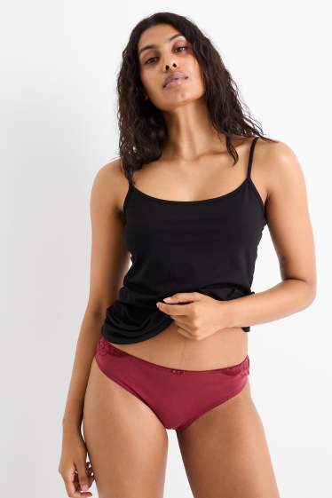 Dames - Set van 3 - Braziliaanse slip - rood