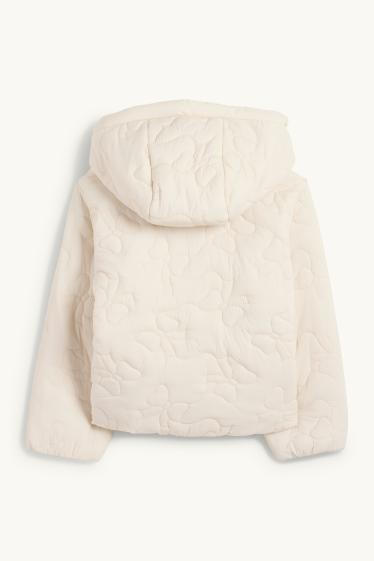 Kinder Mädchen - Minnie Maus - Steppjacke mit Kapuze - wasserabweisend - hellbeige