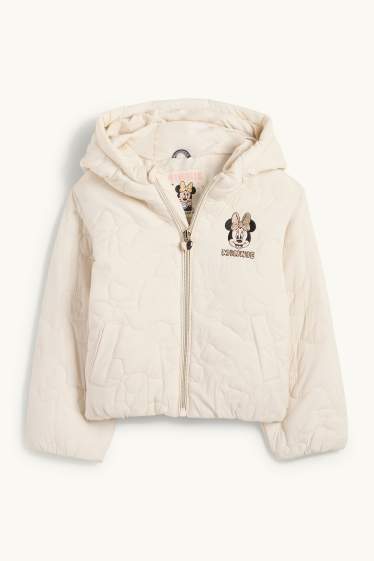 Kinder Mädchen - Minnie Maus - Steppjacke mit Kapuze - wasserabweisend - hellbeige