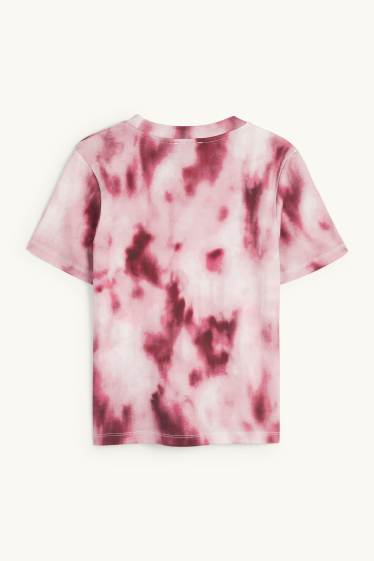 Damen - T-Shirt - Slim Fit - gemustert - pink / rosa
