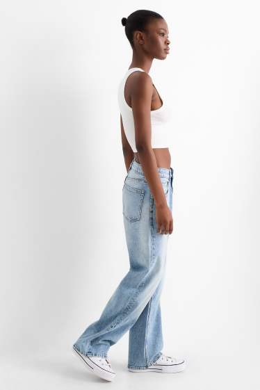 Women - Baggy jeans - mid-rise waist - denim-light blue