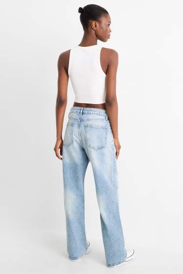 Women - Baggy jeans - mid-rise waist - denim-light blue