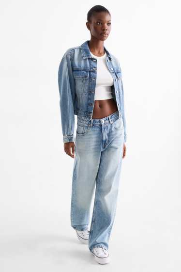 Women - Baggy jeans - mid-rise waist - denim-light blue