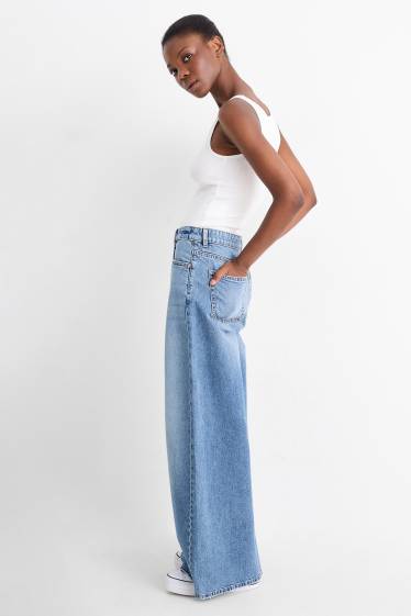 Femmes - Wide leg jean - low waist - jean bleu