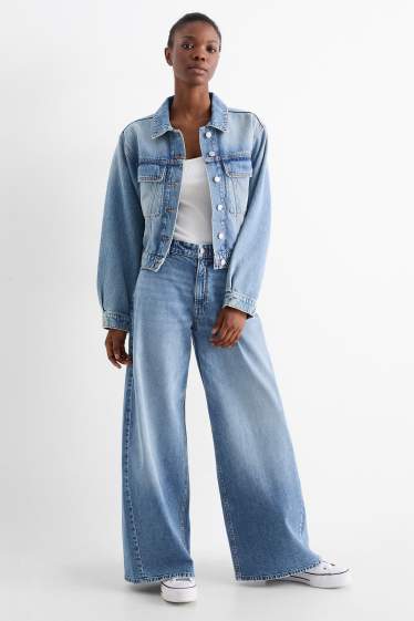 Femmes - Wide leg jean - low waist - jean bleu