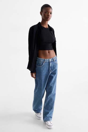 Damen - Baggy Jeans - Mid Waist - jeansblau