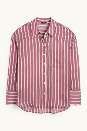 Femmes - Chemisier - à rayures - bordeaux