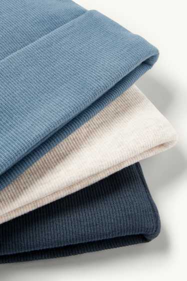 Nadó nen - Paquet de 3 - gorra beanie per a nadó - acanalada - blau fosc