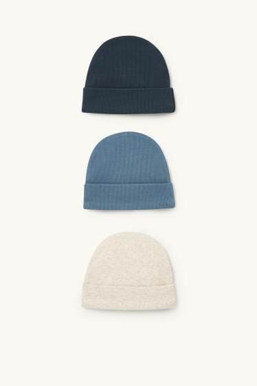 Nadó nen - Paquet de 3 - gorra beanie per a nadó - acanalada - blau fosc