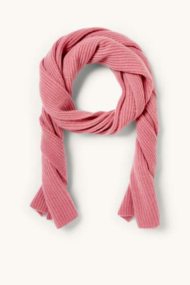 Donna - Sciarpa di cashmere - a coste - rosa scuro