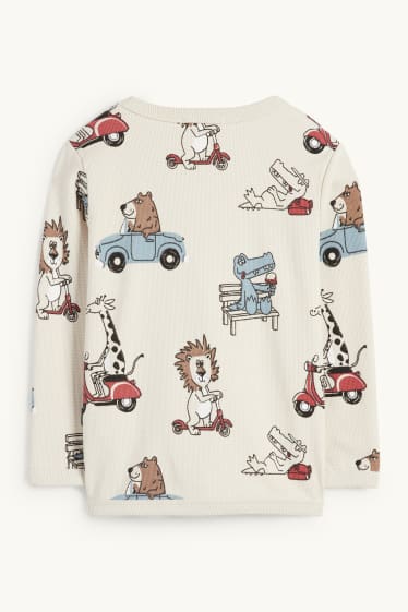 Kinder Jungen - Fahrzeuge und Wildtiere - Sweatshirt - strukturiert - hellbeige