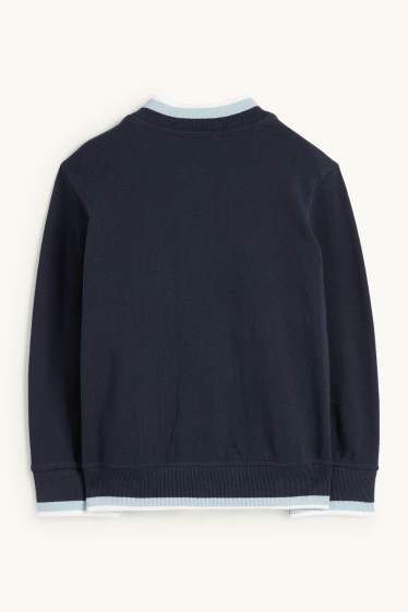 Kinder Buben - Bär und Auto - Collegejacke - strukturiert - dunkelblau