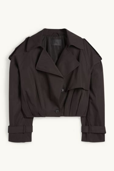 Dámské - Krátký trenčkot - černá