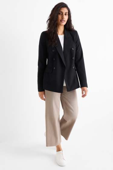 Dames - Korte wide leg jeans - mid waist - jeansgrijs