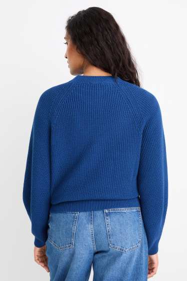 Femmes - Pull - finition côtelée - bleu