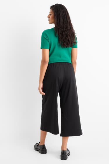 Femmes - Pantalon en toile - high waist - wide leg - noir