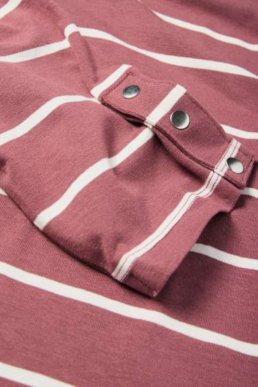 Women - Long sleeve top - striped - dark rose