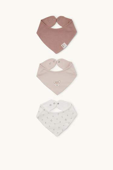 Baby Mädchen - Multipack 3er - Blümchen und Rehkitz - Baby-Dreieckstuch - rosa