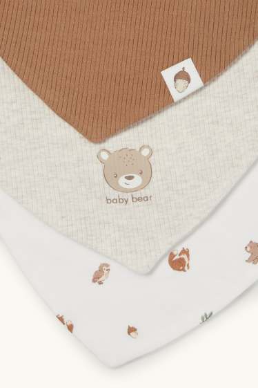 Unisex - Confezione da 3 - motivo animali del bosco - bavetta per neonati - beige chiaro